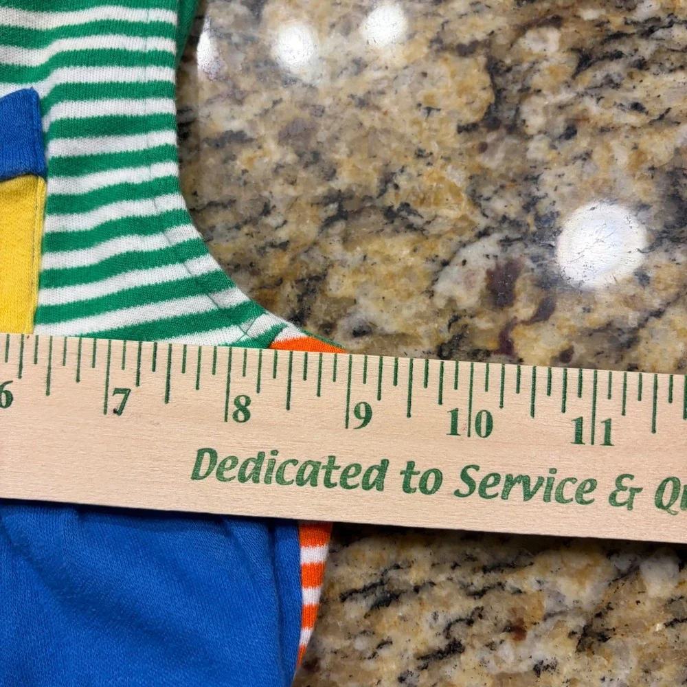 Small Steps Vintage Colorblock Striped Romper Blue Green Orange Boy 18M